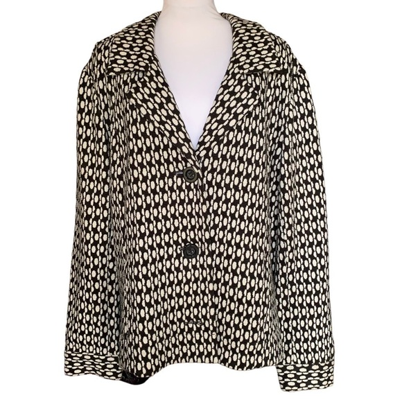 Chicos Corpcore Soft Knit Graphic Classic Black & White Blazer Jacket Sz XL - Picture 1 of 5